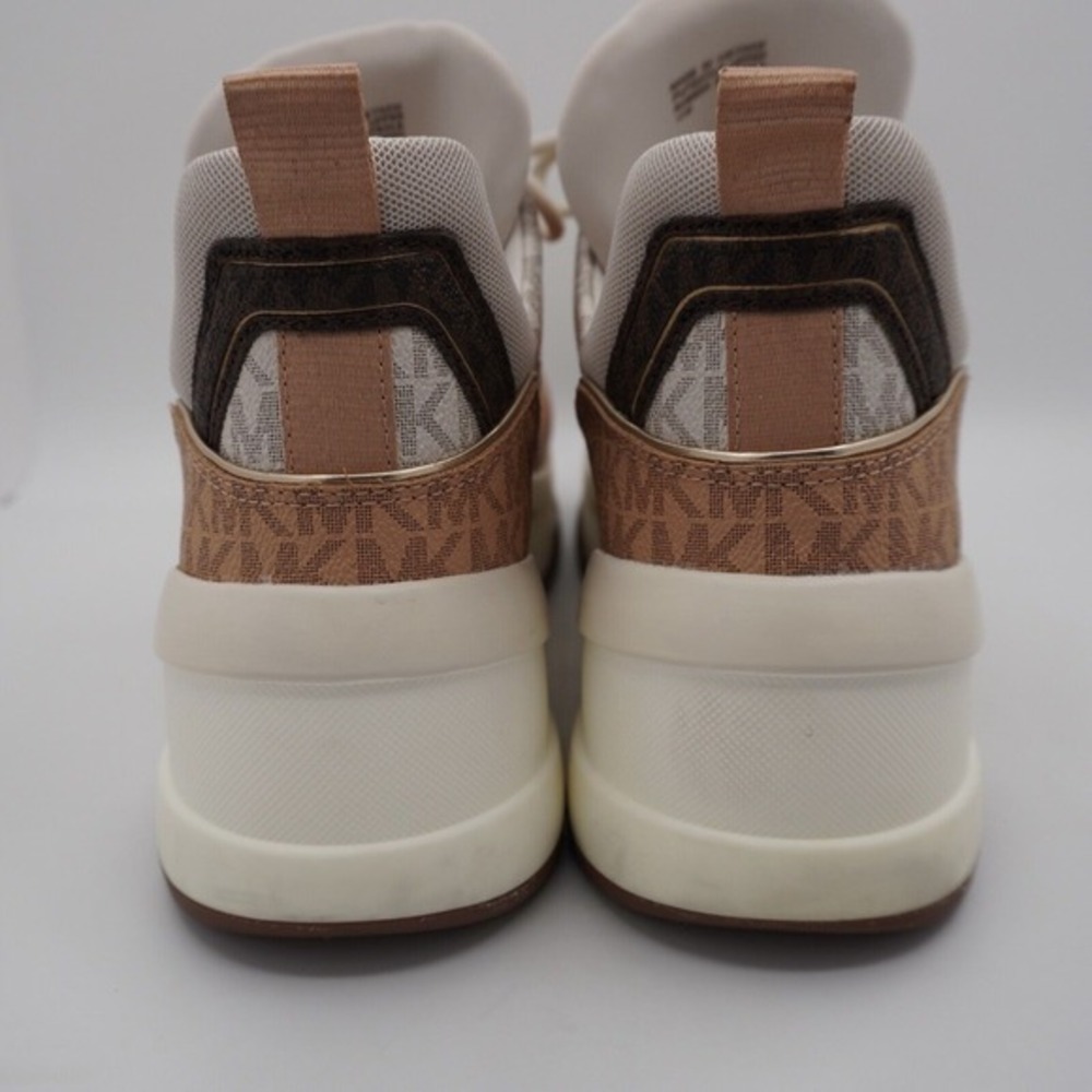 Michael Kors Olympia Trainer Sneakers Vanilla‎ Tan MK Logo 11M Retro Chic 37-01 - Picture 9 of 15